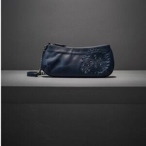 Fossil Leather Clutch Wristlet Floral Stud Evening Bag Grad Wedding Guest Formal